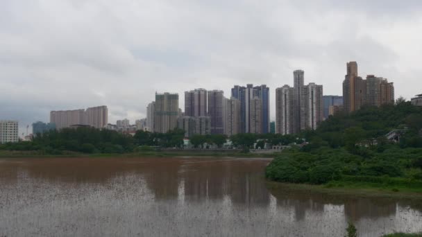 Edifícios perto da água em Macau — Vídeo de Stock