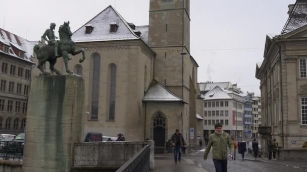 Χειμερινή ζωή της πόλης Ζυρίχη — Αρχείο Βίντεο