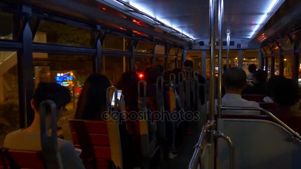 香港市街夜ライトアップ — ストック動画