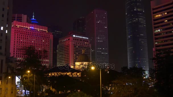 Hong Kong città illuminata di notte — Video Stock