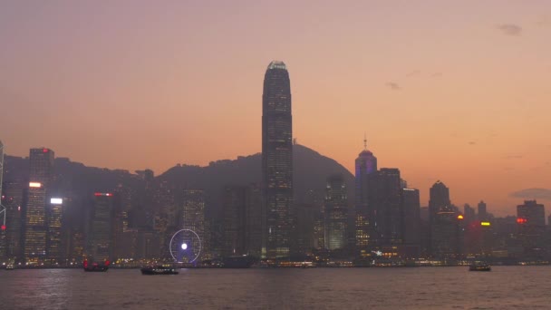 Panorama nocturno de Hong Kong — Vídeo de stock