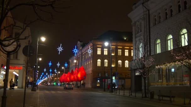 Vilnius iluminado na decoração de Natal — Vídeo de Stock