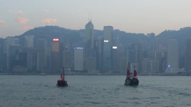 Ochtend panorama van Hong Kong — Stockvideo