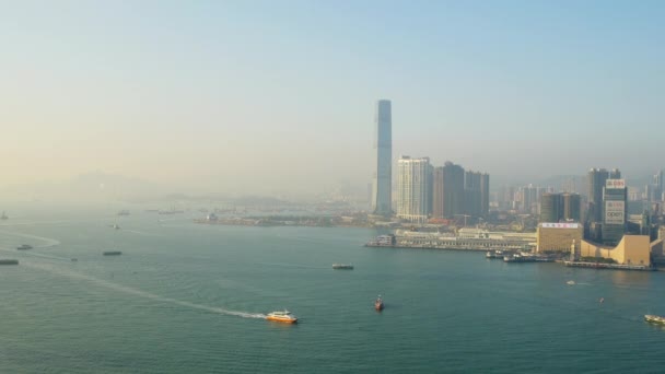 Morgonen panorama över Hong Kong — Stockvideo