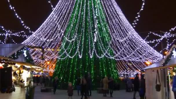 Vilnius illuminé dans la décoration de Noël — Video