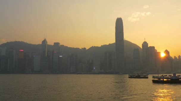 Avond panorama van Hong Kong — Stockvideo