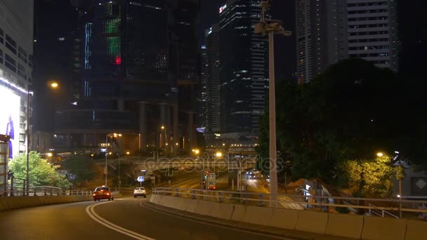 香港市街夜ライトアップ — ストック動画