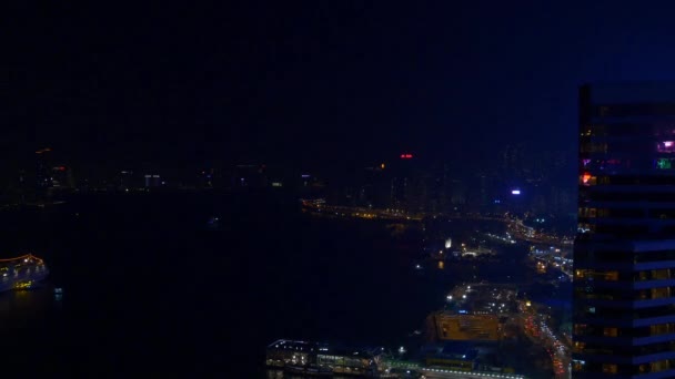 Panorama de Hong Kong por la noche — Vídeos de Stock