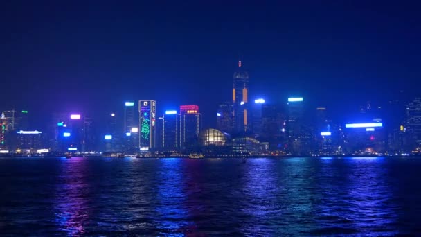 Panorama de Hong Kong por la noche — Vídeo de stock