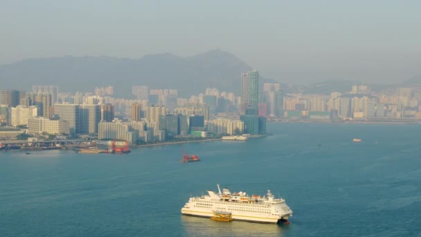 Morgonen panorama över Hong Kong — Stockvideo