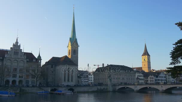 Zurich stadsbilden panorama — Stockvideo