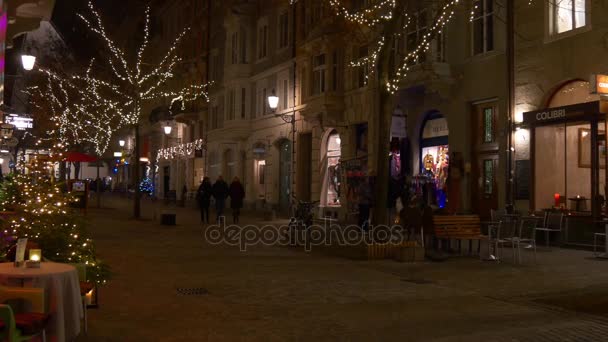 Życie nocne miasta Zurych — Wideo stockowe