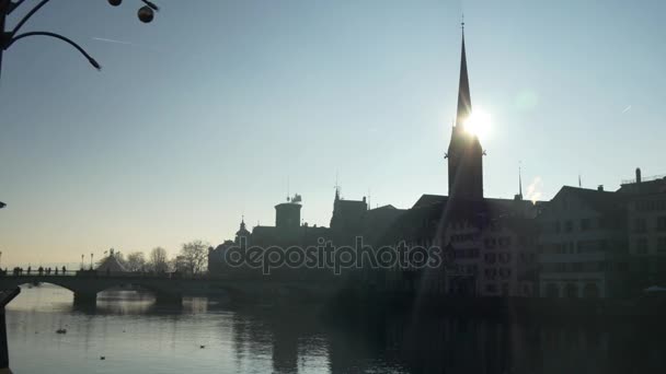 Zurich stadsbilden panorama — Stockvideo