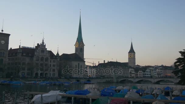 Zurich stadsbilden panorama — Stockvideo