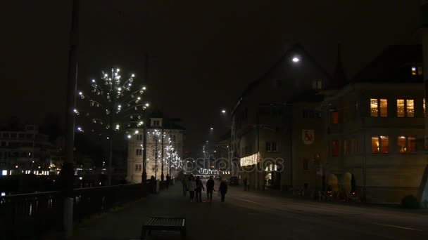 Нічне життя міста Цюрих — стокове відео