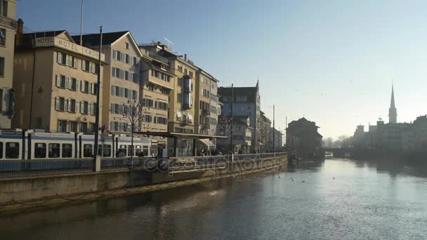 Vida invernal de Zurich — Vídeo de stock