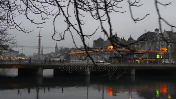 Vida invernal de Zurich — Vídeo de stock