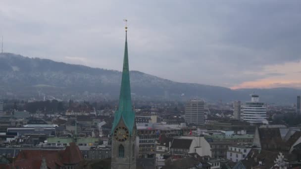 Grossmunster church in Zurich — Stock Video