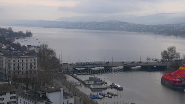 Zurich famous bridge — Stock Video