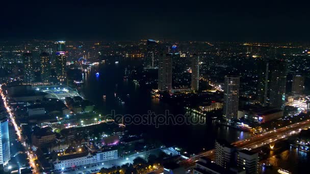 Nacht bangkok stadsstraten verkeer — Stockvideo