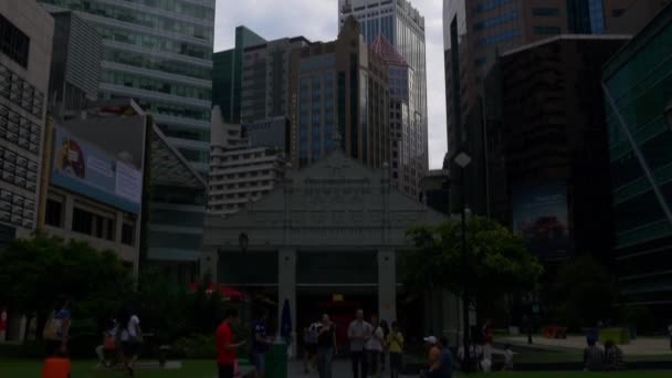 Panorama van Singapore centrum 's nachts — Stockvideo