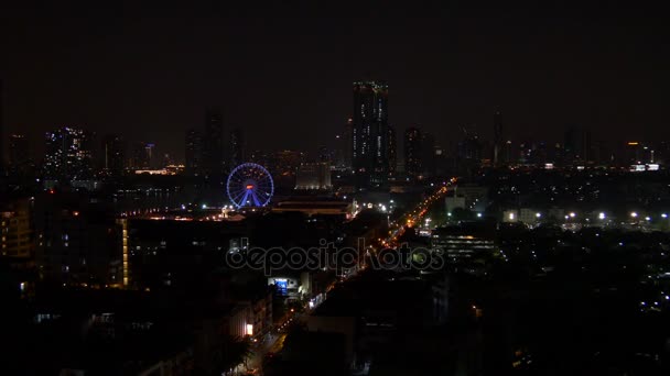 Bangkok stad 's nachts tijd — Stockvideo