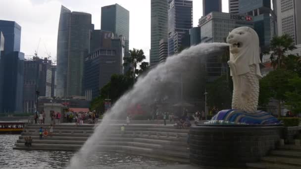 Famosa fonte do Merlion — Vídeo de Stock