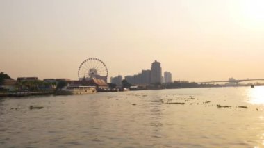gün batımında Bangkok şehrinin hava atış