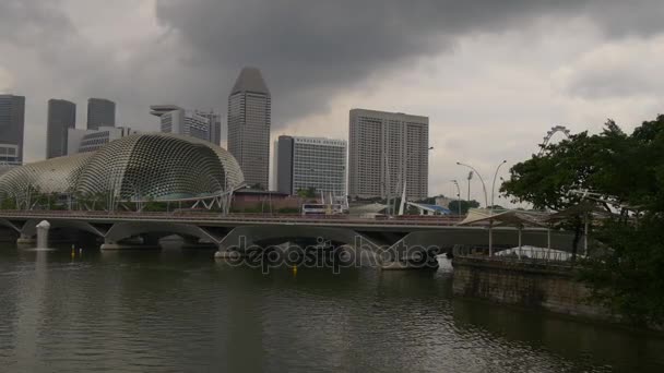 Utsikt över bron i Singapore downtown — Stockvideo