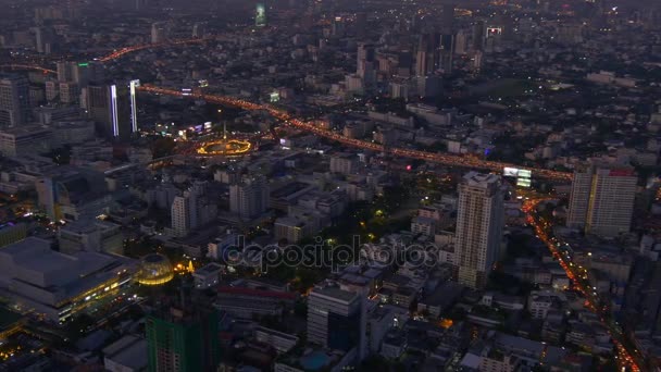 Κεραία βολή της πόλης της Μπανγκόκ, το βράδυ — Αρχείο Βίντεο