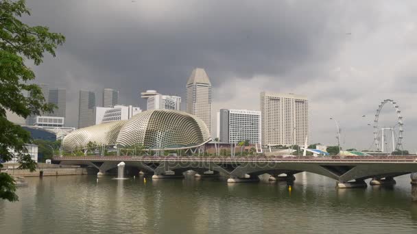 Vista del puente en el centro de Singapur — Vídeo de stock