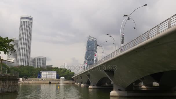 Uitzicht op de brug in het centrum van Singapore — Stockvideo