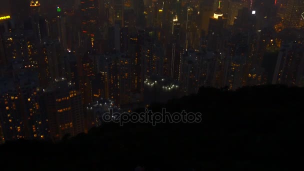 Nacht hong kong Stadtpanorama — Stockvideo