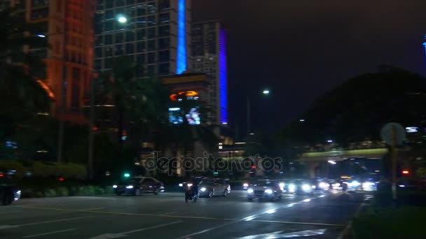 Macau Stadt mit Autos in der Nacht — Stockvideo