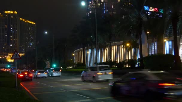 Макао город с автомобилями ночью — стоковое видео