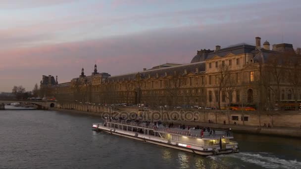 Seine floden i Paris — Stockvideo