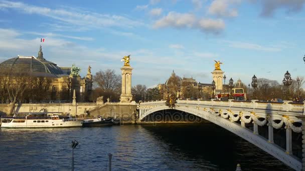 Seine floden i Paris — Stockvideo