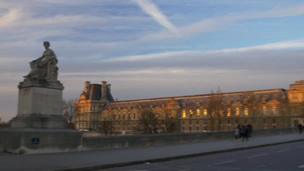Paris city at sunset — Stock Video