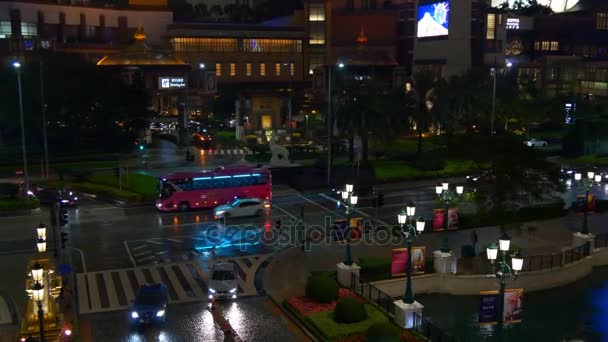 Macau Stadt mit Autos in der Nacht — Stockvideo