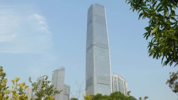 Панорама небоскребов Гонконга — стоковое видео