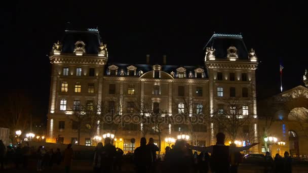 Paris Stadt bei Nacht — Stockvideo