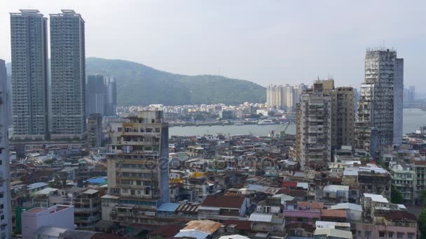 Stadsgezicht uitzicht over Macau stad — Stockvideo