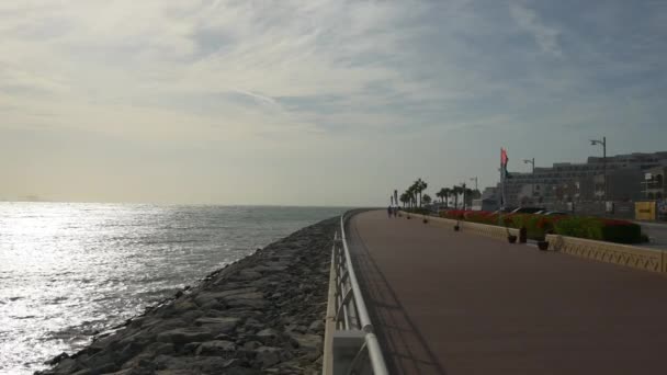著名棕榈朱美拉海滨长廊全景 — 图库视频影像