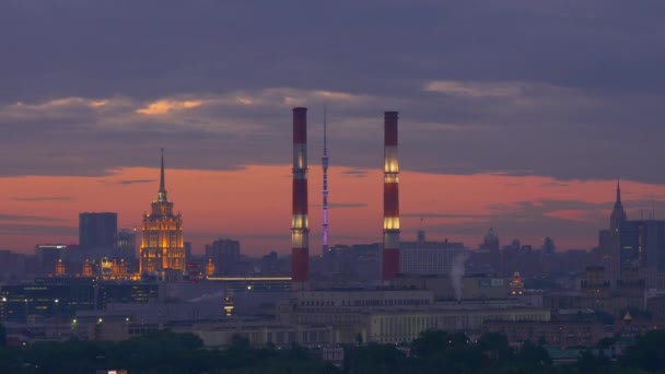 밤에 모스크바 도시 풍경 파노라마 — 비디오