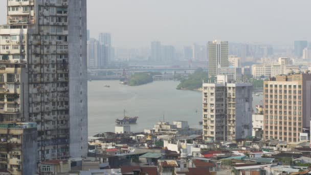 Panorama du paysage urbain de l'île de Macao taipa — Video