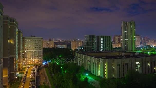 Moskova cityscape panorama geceleri — Stok video