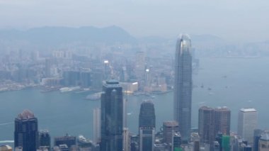 gün ışık hong kong cityscape ünlü Görünüm noktası Körfez Panoraması 4k Çin