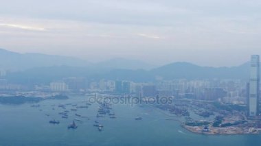 gün ışık hong kong cityscape ünlü görünüm gelin Rating Liman Panoraması 4k Çin