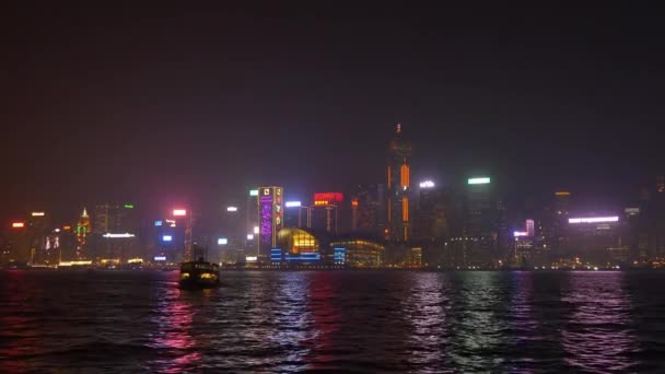 Гонконгская ночная панорама города — стоковое видео