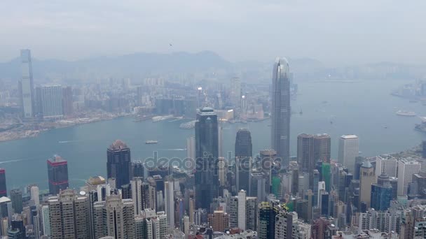 Luz Dia Hong Kong Cityscape Famoso Ponto Vista Baía Panorama — Vídeo de Stock